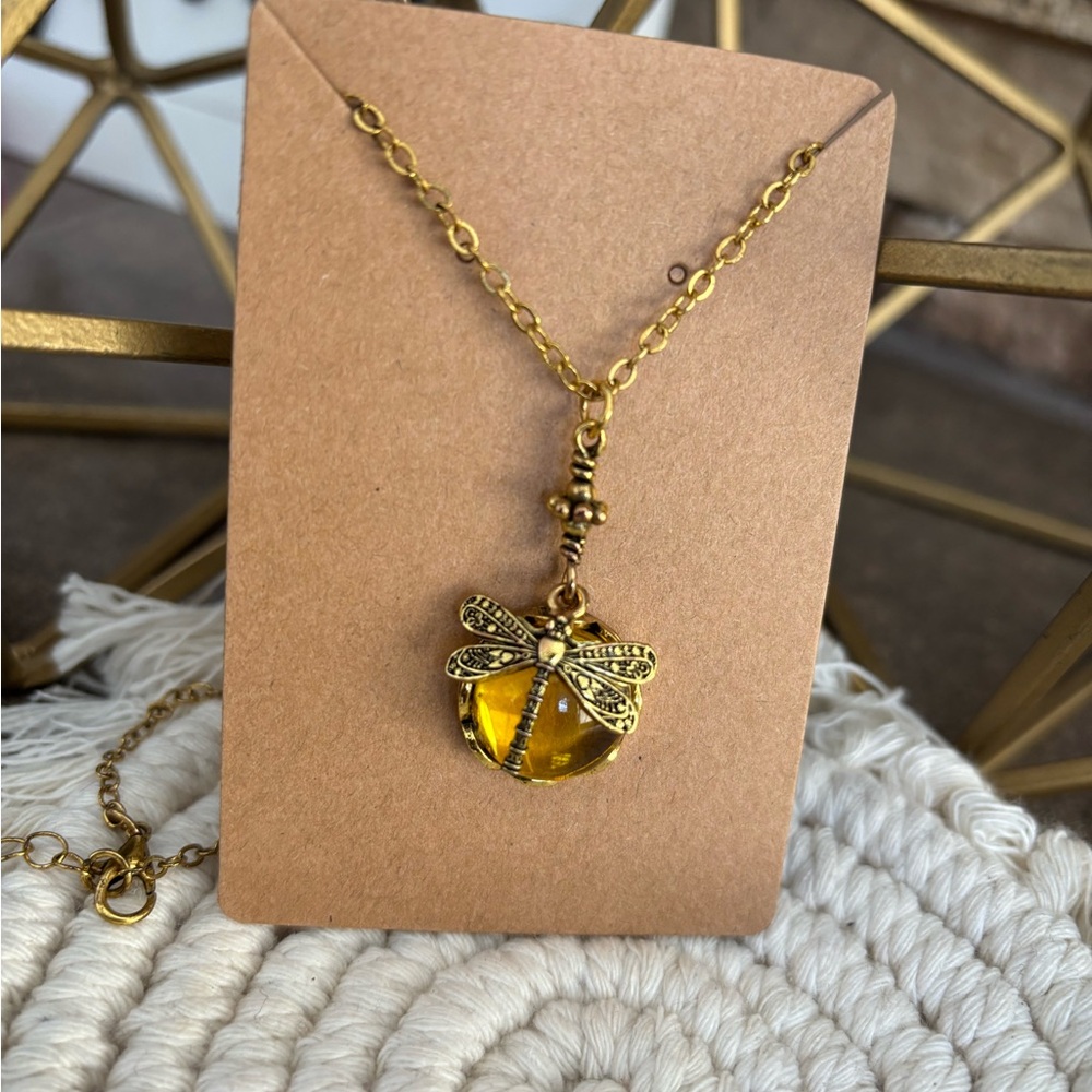 Firefly resin pendant necklace